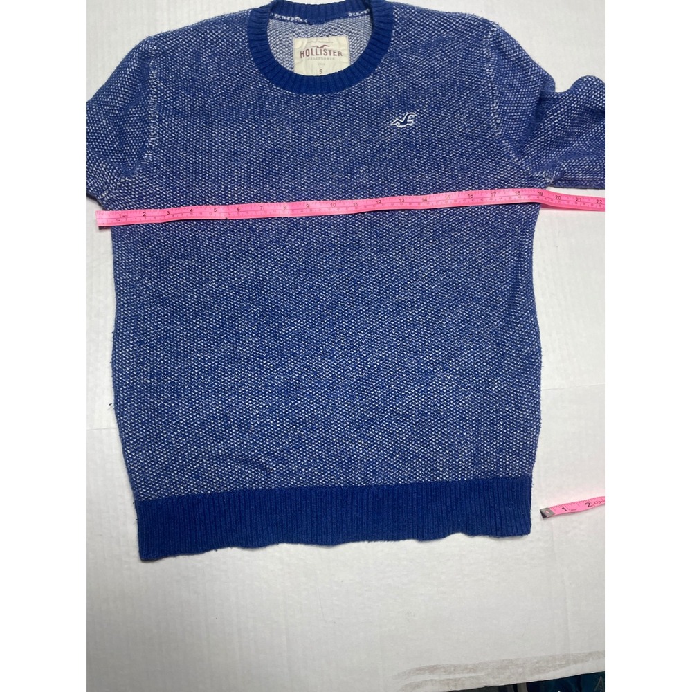 Hollister Women Sweater Blue White‎ Knit Crew Neck Long Sleeve Size S - Picture 3 of 8